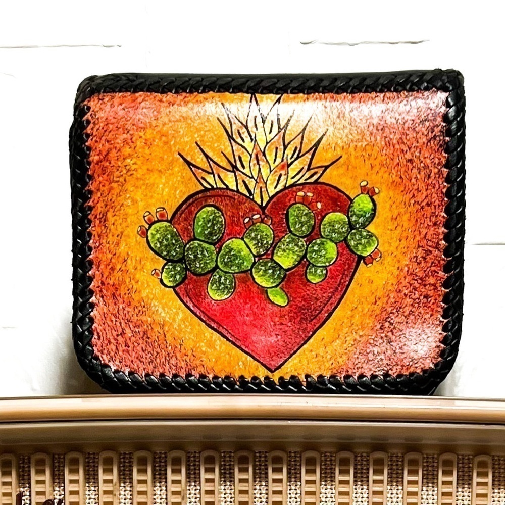 Leather cross body bag (theme sacred heart )